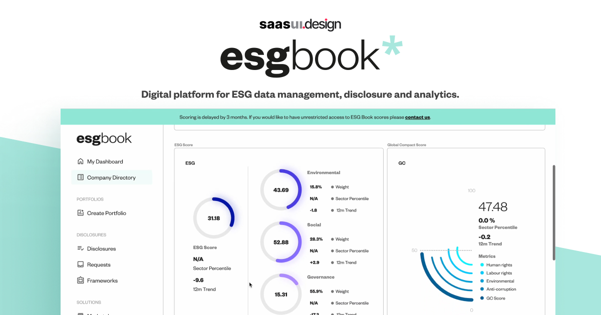 esg book UI, UX Design SaaS Application Design saas ui